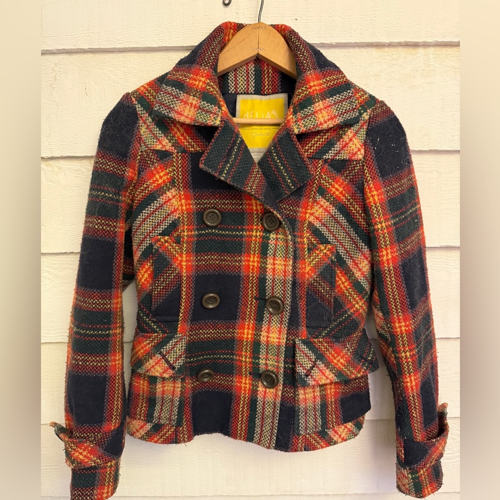 dELiA*s Multicolor Plaid Pea Coat